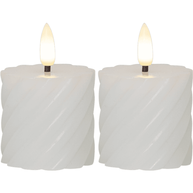 Huvudbild Blockljus LED Flamme Swirl Vit 2-P 7,5cm